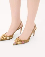 Valentino VLogo Signature Slingback Pump In Crust Leather With Floral Embroidery 80Mm - Image 7